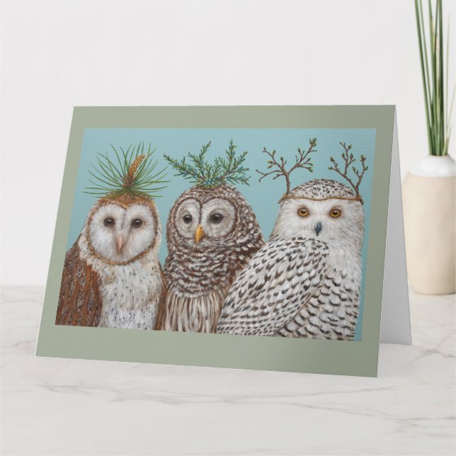 Winter Owls big greeting card (Front)