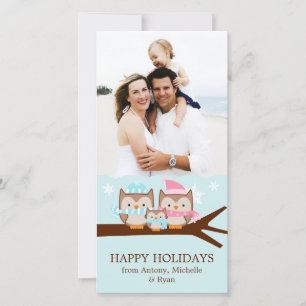 Winter Owls Family Holiday Card