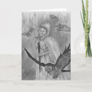 Winter owls  Lady Greeting Card