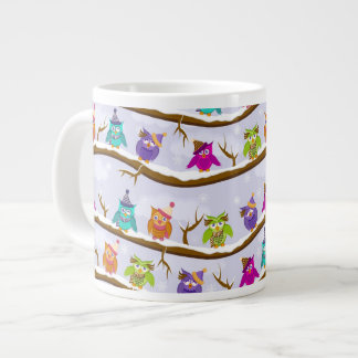 winter owls large coffee mug