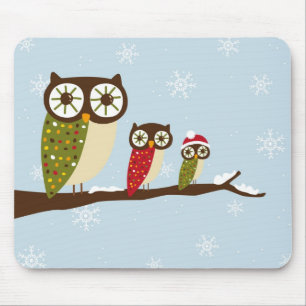 winter owls mouse pad