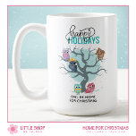 Winter Owls Personalised Christmas Coffee Mug<br><div class="desc">Ring in the holiday season with this personalised coffee mug that features a cute family of owls wearing cosy hats and scarves amidst lightly falling snow. Adorned with script typography that offers a cheerful “Happy Holidays” greeting, this charming mug offers customisation of the phrase, “Owl be Home for Christmas.” Ideal...</div>