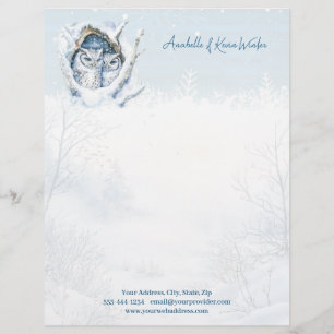 Winter Owls Snowflakes Letterhead