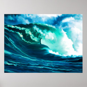 Winter Pacific Surf Oil Painting Poster