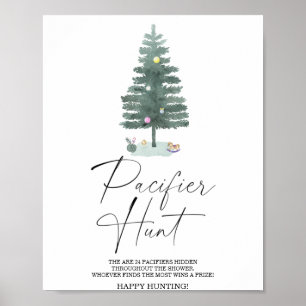 Winter pacifier hunt baby shower game poster