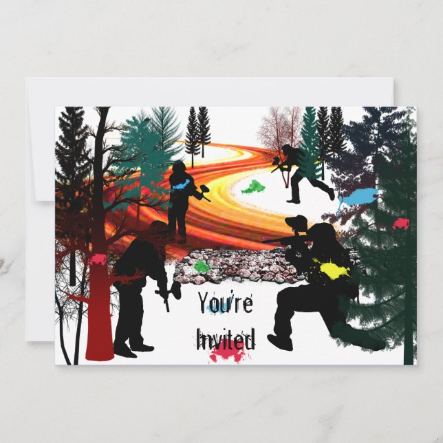 Winter Paintball in the Woods Invitation (Front)