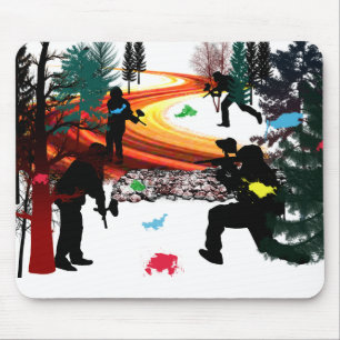 Winter Paintball in the Woods Mouse Pad