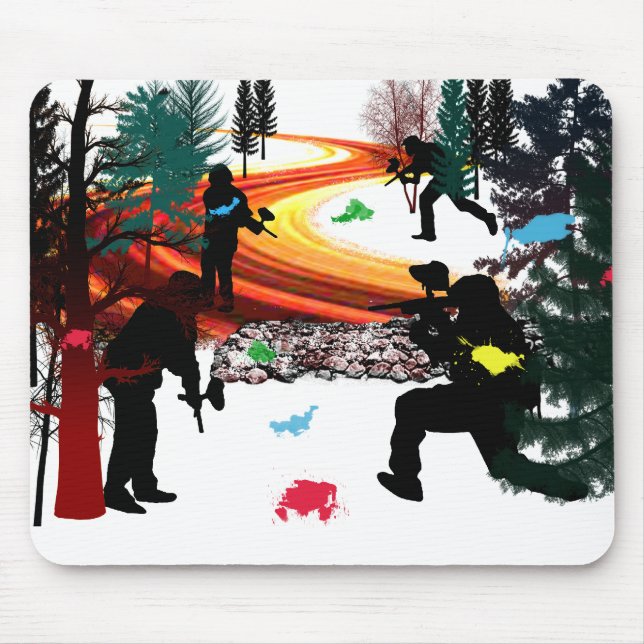 Winter Paintball in the Woods Mouse Pad (Front)