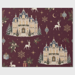 Winter Palace Burgundy Christmas Wrapping Paper