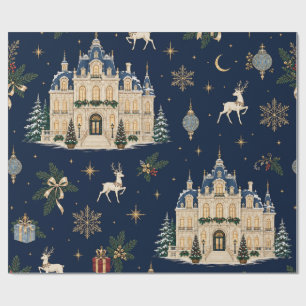 Winter Palace Navy Christmas Wrapping Paper