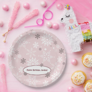 Winter Pale-Pink Birthday Party  Paper Plate