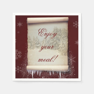 Winter Parchment Illustration Napkin