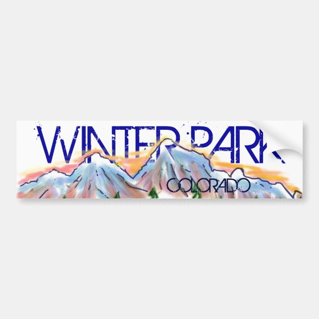 Winter Park Colorado artistic mountain sticker (Front)