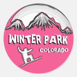 Winter Park Colorado pink theme snowboard stickers