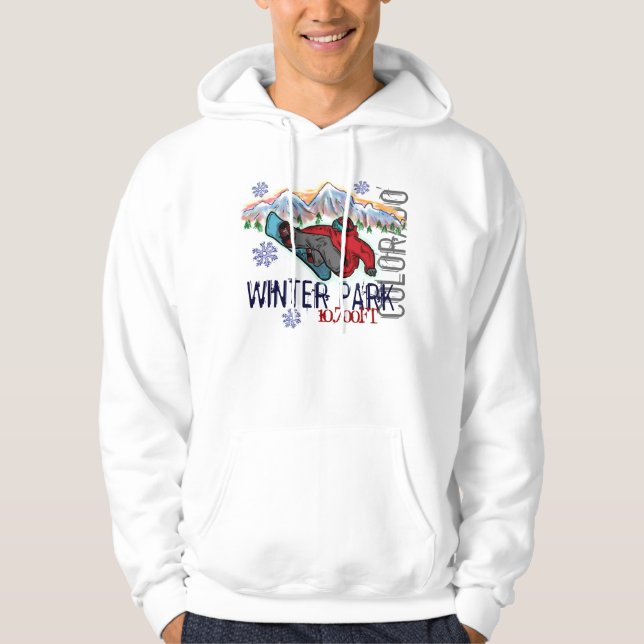 Winter Park Colorado snowboarder elevation hoodie (Front)