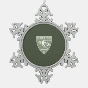 Winter Park Colorado Snowflake Pewter Christmas Ornament