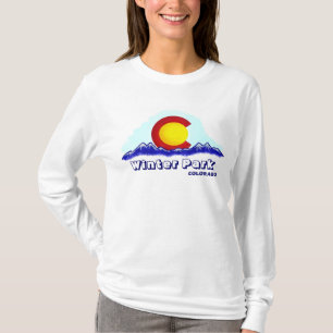 Winter Park Colorado sunrise flag ladies hoodie T-Shirt