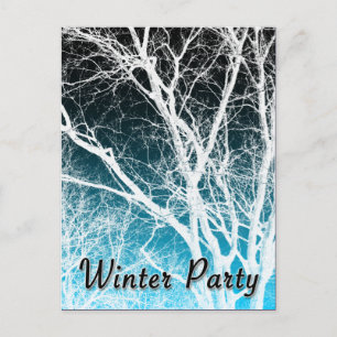 winter party : ghost tree invitation postcard