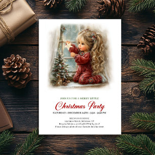 Winter Party Invitation Minimal Holiday Scene Girl