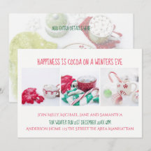 Winter Party Invite Cocoa Snow Christmas Festive