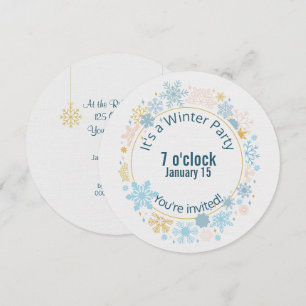 winter party snowflake design invitation