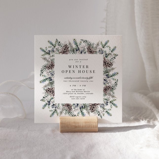 Winter Pastel Elegant Square Open House Invitation (Creator Uploaded)