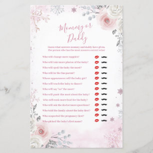 Winter Pastel Pink Snowflake Mummy or Daddy Game