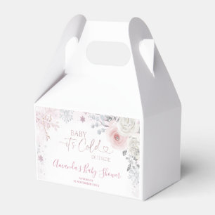 Winter Pastel Pink Snowflake Sleigh Baby Shower Favour Box