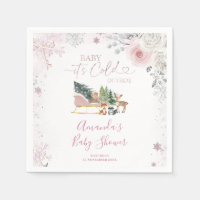 Winter Pastel Pink Snowflake Sleigh Baby Shower