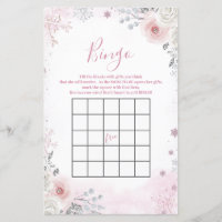 Winter Pastel Pink Snowflake Sleigh Bingo Game