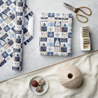Winter Patchwork Christmas Gift Wrapping Paper