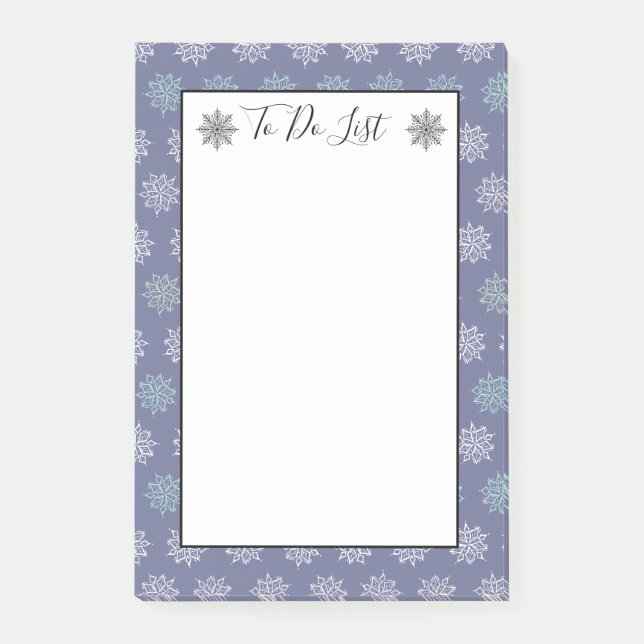 Winter Pattern Blue and White Snowflake To Do List Post-it Notes (Front)
