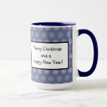 Winter Pattern Blue and White Snowflakes Mug<br><div class="desc">Create a beautiful Christmas gift for everyone you love. Personalise the message. Great gift idea for teachers.</div>