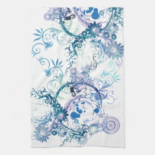 Winter Pattern. Blue. Turquoise.  Tea Towel