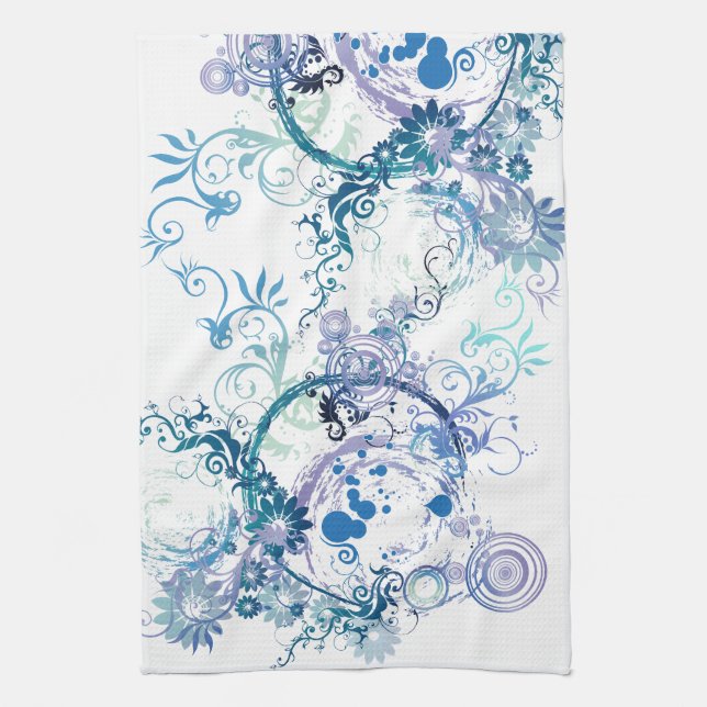 Winter Pattern. Blue. Turquoise.  Tea Towel (Vertical)