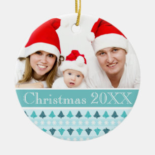 Winter Pattern Custom Photo Ceramic Ornament
