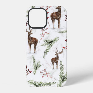 Winter Pattern Deer And Fir Needles iPhone 12 Case