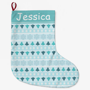 Winter Pattern Large Christmas Stocking