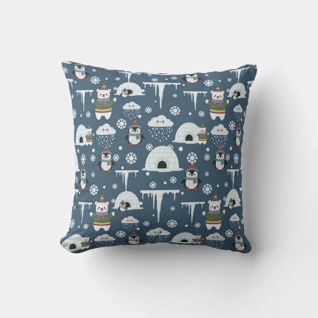 Winter Pattern Throw Pillow (Front)