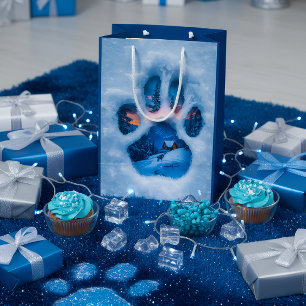 Winter Paw Print Tote Bag