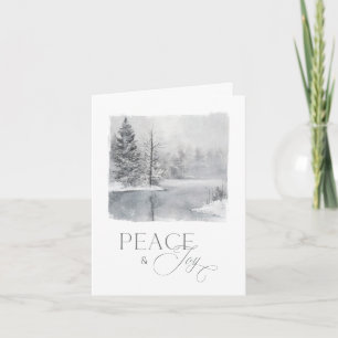 Winter Peace and Joy Watercolor Holiday Card