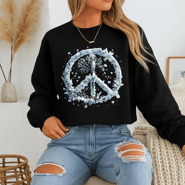 Winter Peace Sign Snowflake Sweatshirt (Creator Uploaded)