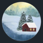 Winter Peace Stickers<br><div class="desc">Stickers with a detail from Dawn K. Williams' traditional painting "Winter Peace, " featuring a cabin, frozen river, pine trees, and a snowy landscape. Suitable for all holiday mailings, and throughout the winter season. These are the finishing touch to the matching Winter Peace Holiday Greeting Card, Winter Peace Blank Notecard,...</div>