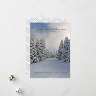 Winter Peaceful Snow Pine Trees Holiday Greetings Card