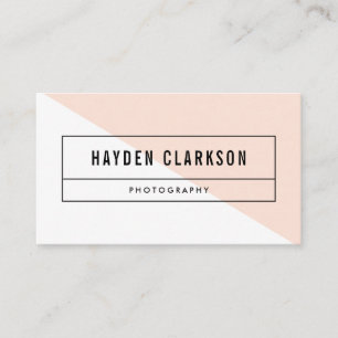 Winter Peach Colour Block Modern Business Card