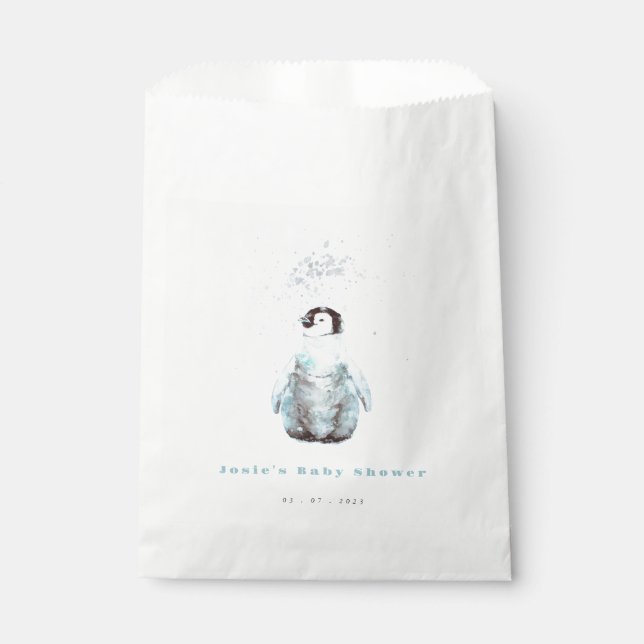 Winter Penguin Baby Shower Favour Bag (Front)