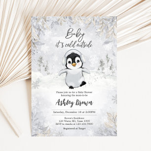 Winter Penguin Baby Shower Invitation