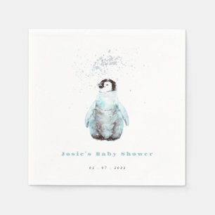 Winter Penguin Baby Shower Napkin