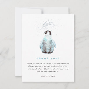 Winter Penguin Baby Shower Thank You Card