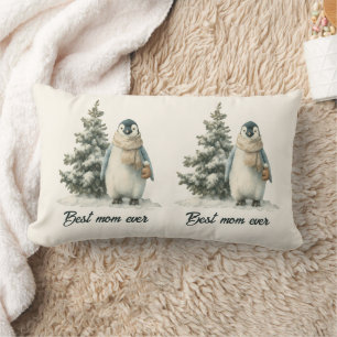 Winter Penguin “Best Mum Ever” Design Lumbar Cushion